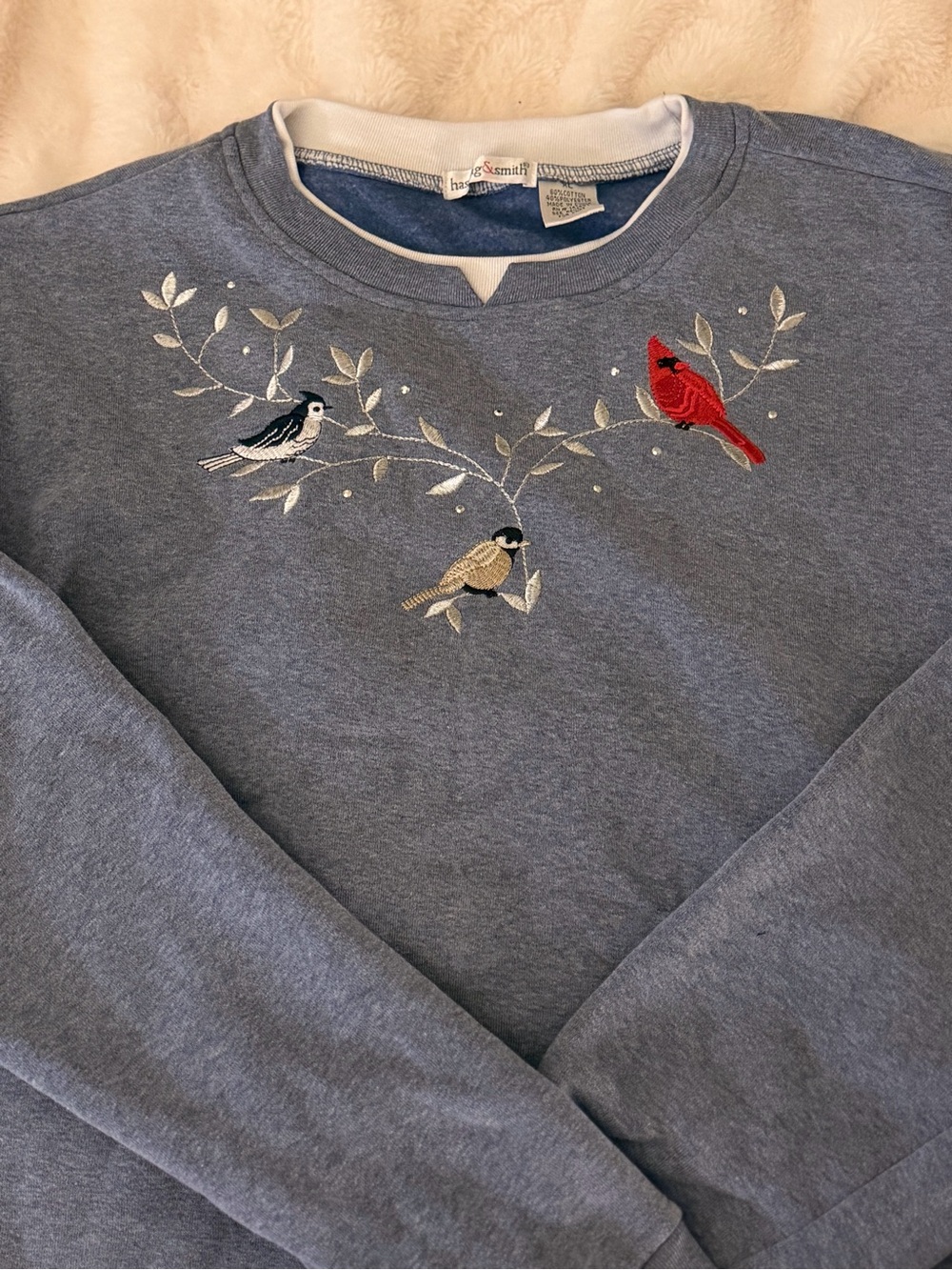 Hasting & Smith | Light Blue, Cardinal Embroidered Pullover | Size XL